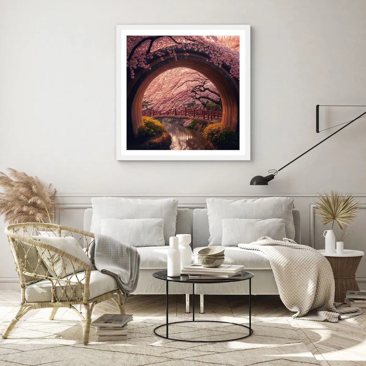 Poster in cornice bianca - Primavera giapponese - 60x60 cm