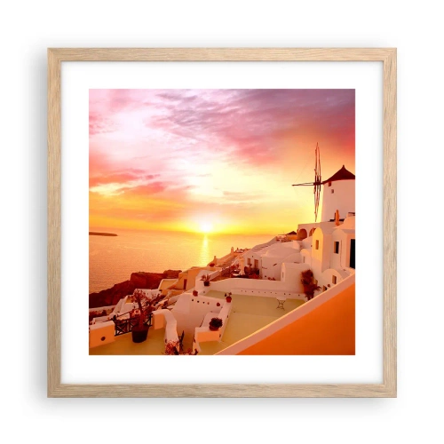 Poster in cornice rovere chiaro - Sciogliersi nel bianco e nell'oro - 40x40 cm
