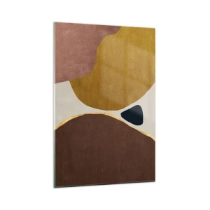 Quadro su vetro - Una composizione astratta con forme geometriche dai colori caldi. - 80x120cm - Astrazione: un luogo nello spazio - Decorazione murale moderna per soggiorno e camera da letto ARTTOR