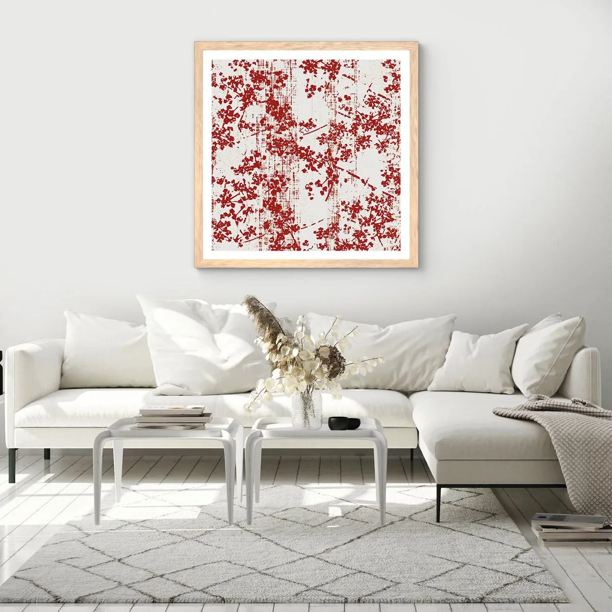 Poster in cornice rovere chiaro - Come l'antico percalle - 50x50 cm