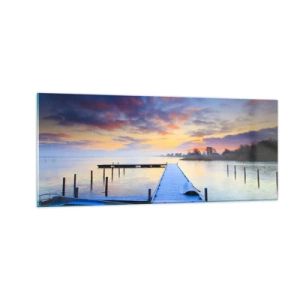 Quadro su vetro - Tranquillità violacea e dorata - 100x40 cm