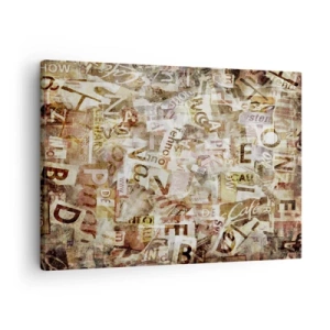 Quadro su tela - Stampe su Tela - Composizione astratta con lettere e frammenti di testo - 70x50cm - Unificando le chiacchiere - Decorazione murale moderna per soggiorno e camera da letto ARTTOR