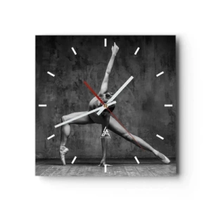 Orologio da parete - Orologio in Vetro - Una ballerina in posa artistica contro un muro grezzo - 30x30cm - Ideale di equilibrio - Decorazione murale moderna per soggiorno e camera da letto ARTTOR