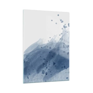 Quadro su vetro - Macchia di acquerello nei toni del blu - 50x70cm - Tulle blu - Decorazione murale moderna per soggiorno e camera da letto ARTTOR