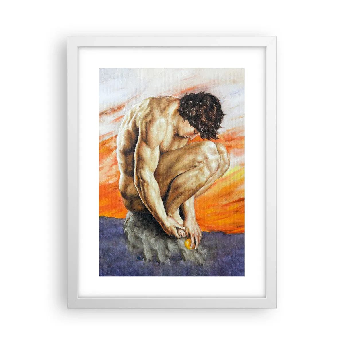 Poster in cornice bianca - Immerso in se stesso - 30x40 cm