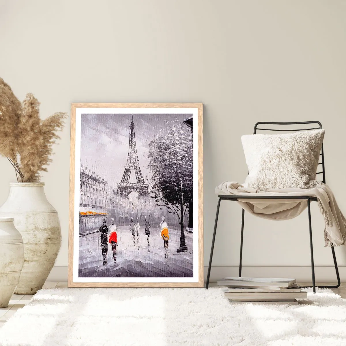 Poster in cornice rovere chiaro - Passeggiata a Parigi - 61x91 cm