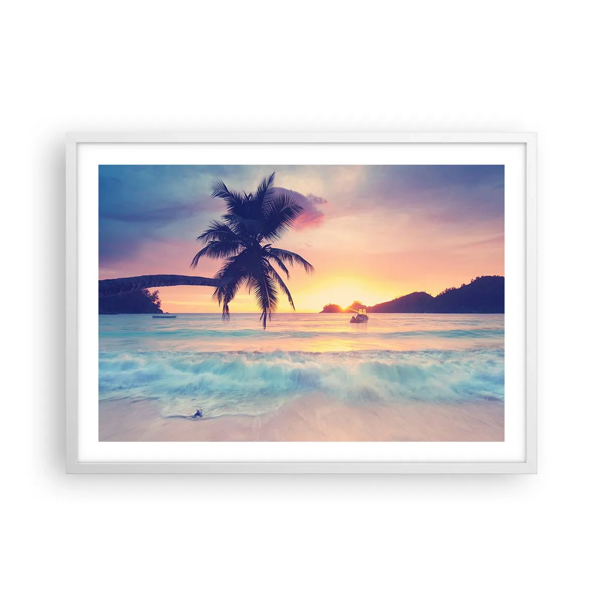 Poster in cornice bianca - Sera nell'insenatura - 70x50 cm