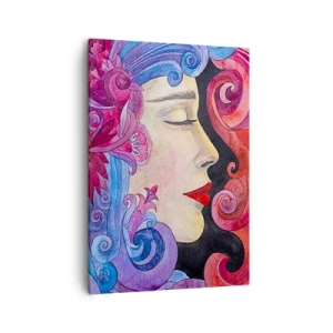 Quadro su tela - Stampe su Tela - Profilo colorato di una donna in stile artistico - 50x70cm - L'Art Nouveau è sempre viva - Decorazione murale moderna per soggiorno e camera da letto ARTTOR