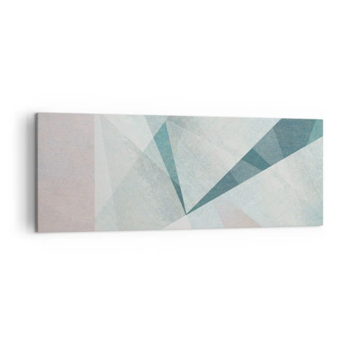 Quadro su tela - Stampe su Tela - Forme geometriche in tonalità pastello di blu e grigio - 140x50cm - Con calma ma dinamicamente - Decorazione murale moderna per soggiorno e camera da letto ARTTOR