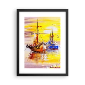 Poster in cornice nera - Meritato riposo nel porto - 30x40 cm