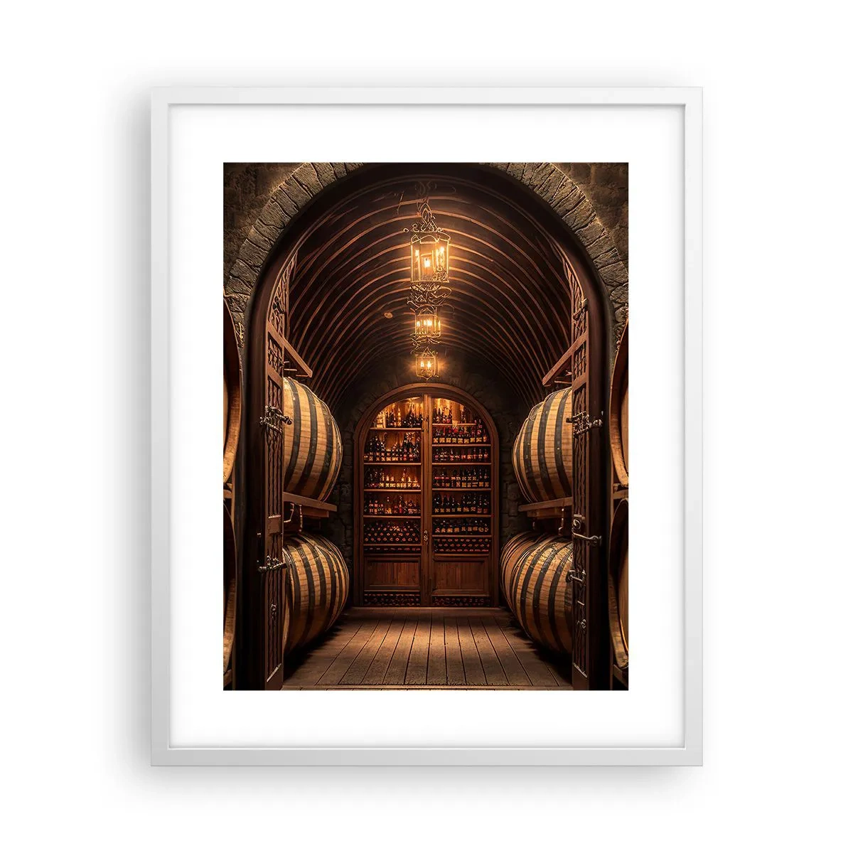 Poster in cornice bianca - L'atmosfera della cantina - 40x50 cm