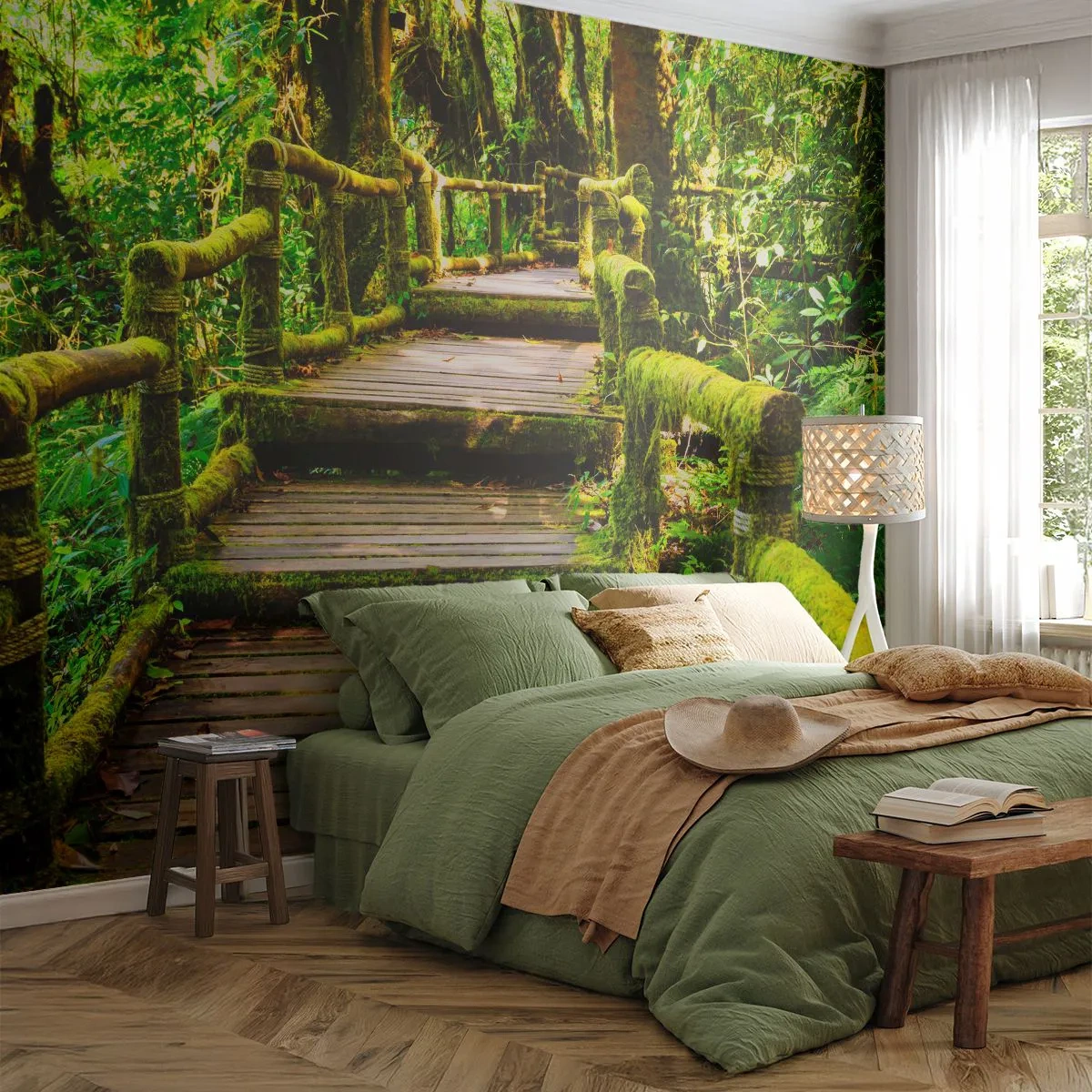 Fotomurali Premium Sand - Un corridoio nel verde - Natura, Paesaggio, foresta - 100x70 cm