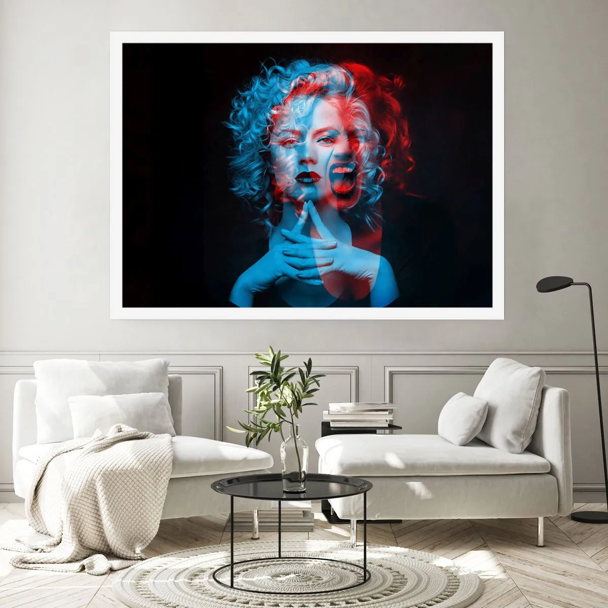 Poster - Doppio ritratto di donna in rosso e blu - 100x70cm - Alter ego - Decorazione murale moderna per soggiorno e camera da letto ARTTOR