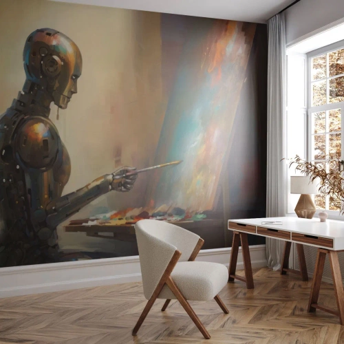 Fotomurali Autoadesivo Deluxe Sticker - L'arte del futuro - Pittura, Robot, Spazzola - 450x315 cm