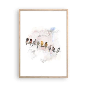 Poster in cornice rovere chiaro - Incontro alato - 50x70 cm