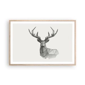 Poster in cornice rovere chiaro - Cervo in stile cubista - 91x61 cm
