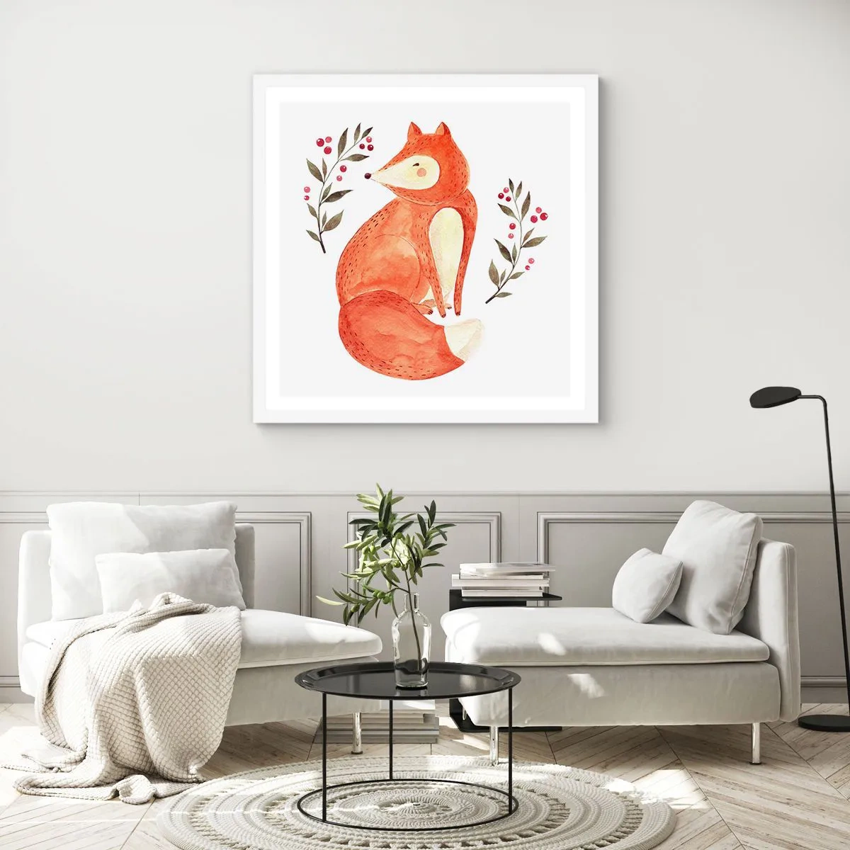 Poster in cornice bianca - Piccola rossa - 50x50 cm