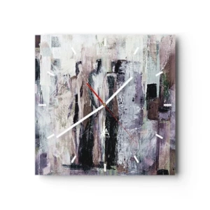 Orologio da parete - Orologio in Vetro - Una composizione astratta con tre figure in colori pastello. - 30x30cm - Triade misteriosa - Decorazione murale moderna per soggiorno e camera da letto ARTTOR