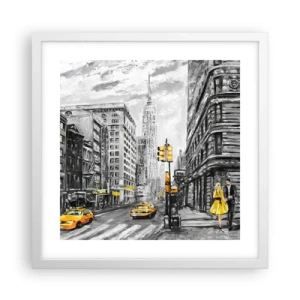 Poster in cornice bianca - Racconto di New York - 40x40 cm