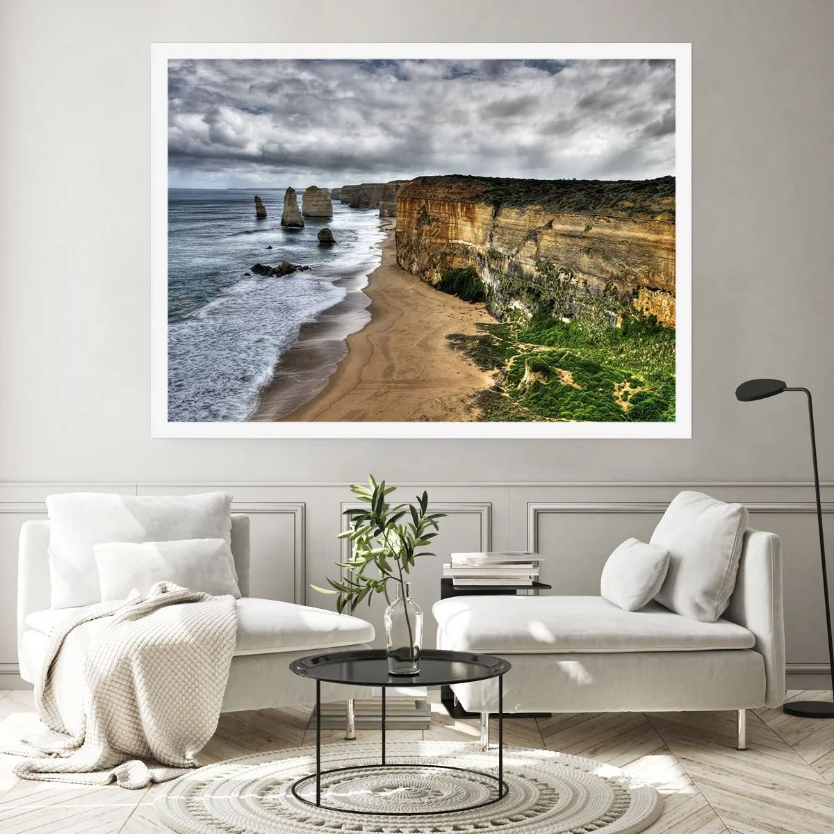Poster - Costa rocciosa con spiaggia e formazioni rocciose - 100x70cm - Bellezza selvatica - Decorazione murale moderna per soggiorno e camera da letto ARTTOR