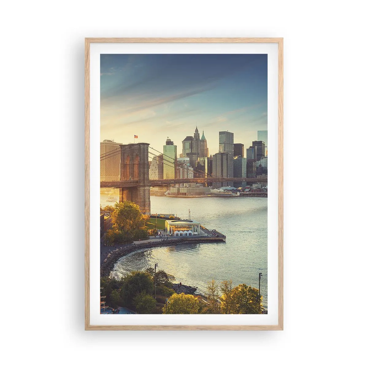 Poster in cornice rovere chiaro - L'alba nella grande città - 61x91 cm