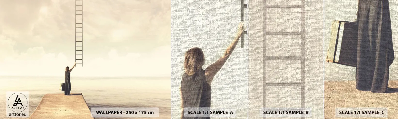 Campione di Fotomurale Premium Canvas - Viaggio magico - Astrazione, Donna, Scala - 100x30 cm