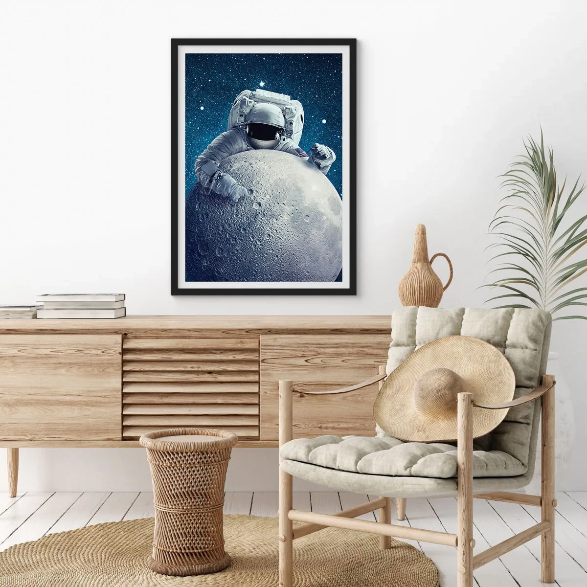 Poster in cornice nera - Burlone spaziale - 61x91 cm