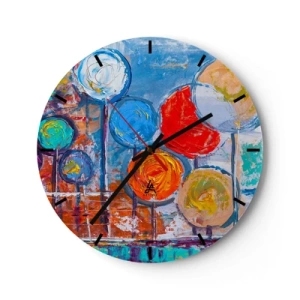 Orologio da parete - Orologio in Vetro - Fiori astratti colorati su uno sfondo pittorico strutturato - 30x30cm - Qualcosa di straordinario - Decorazione murale moderna per soggiorno, cucina e camera da letto ARTTOR