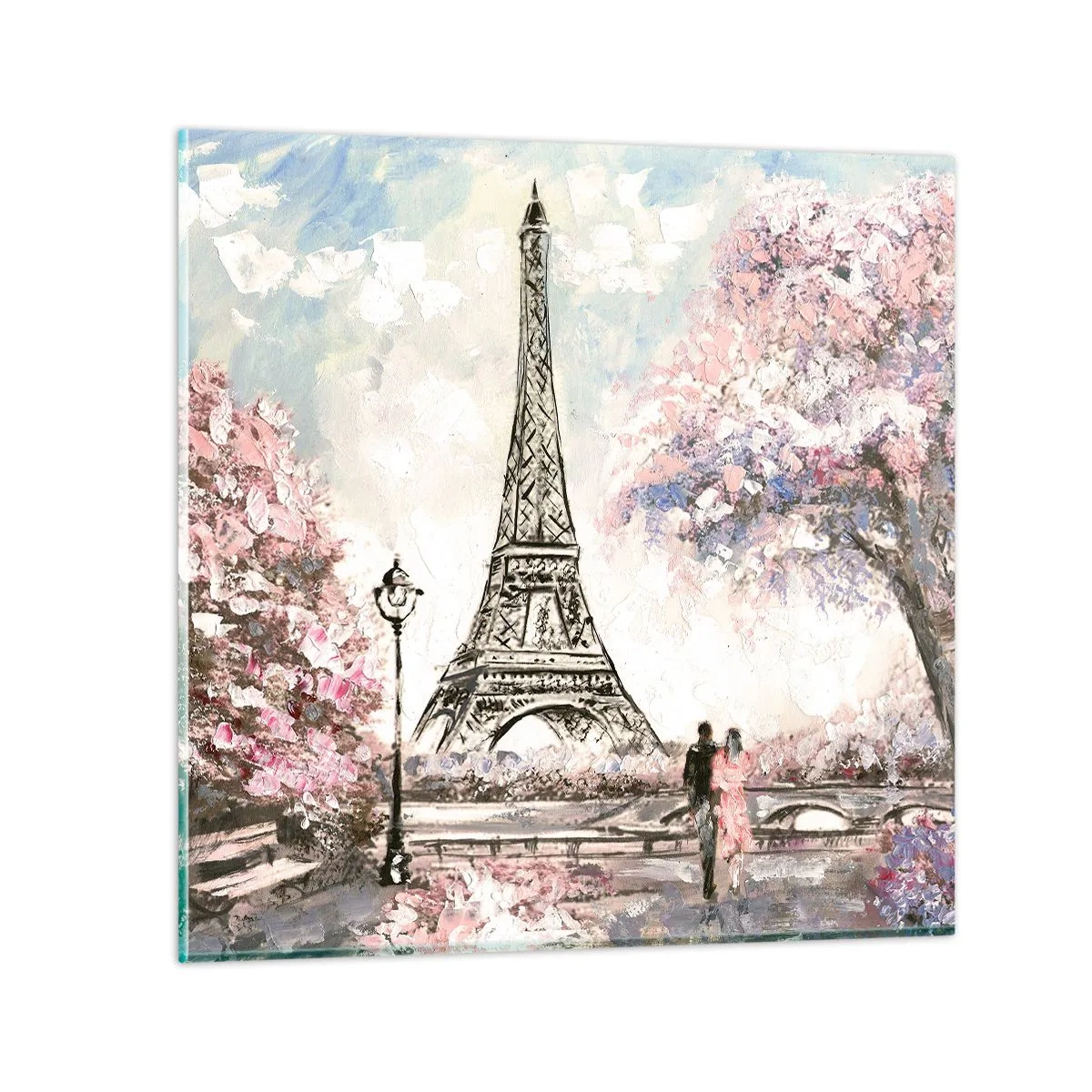 Quadro su vetro - Passeggiata a Parigi in aprile - 50x50 cm