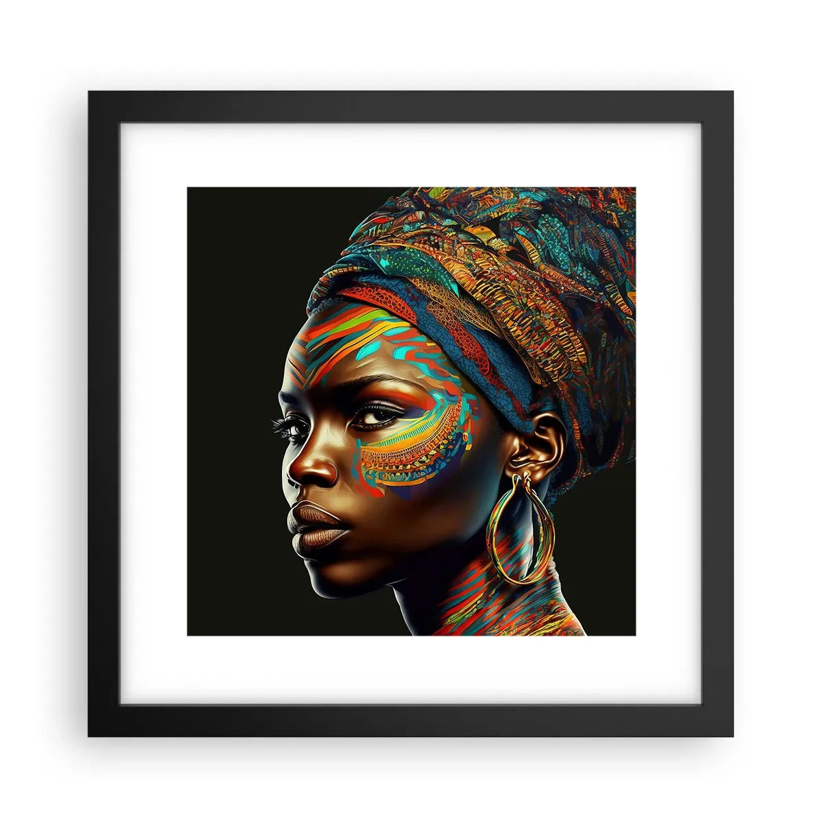 Poster in cornice nera - Regina africana - 30x30 cm