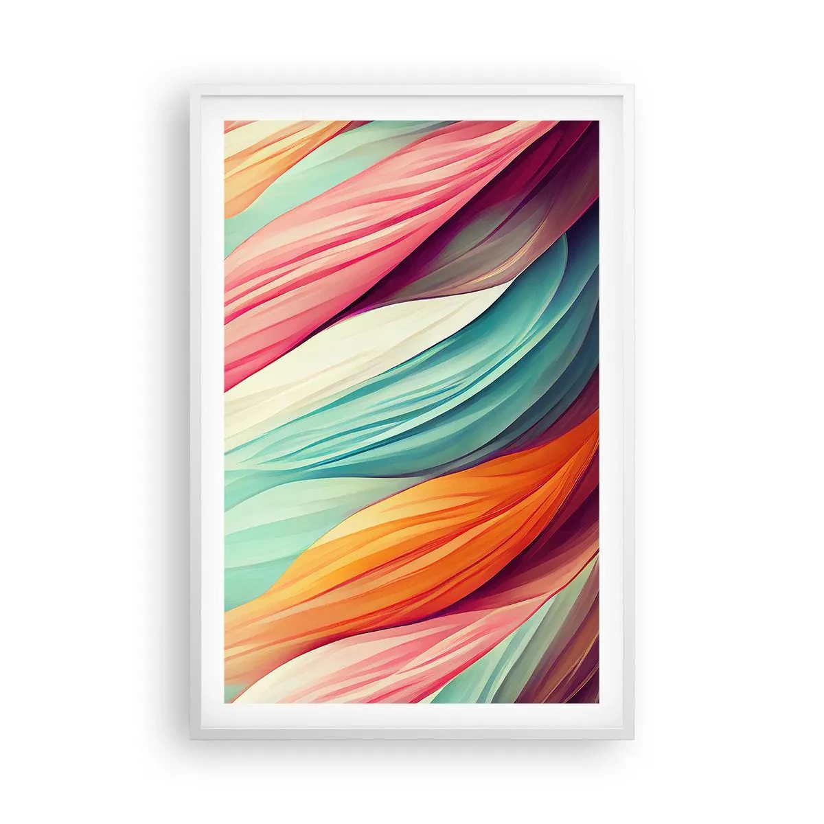 Poster in cornice bianca - Intreccio arcobaleno - 61x91 cm