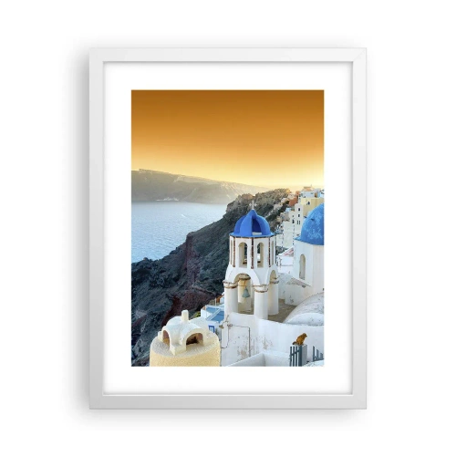 Poster in cornice bianca - Santorini: aggrappate alle rocce - 30x40 cm