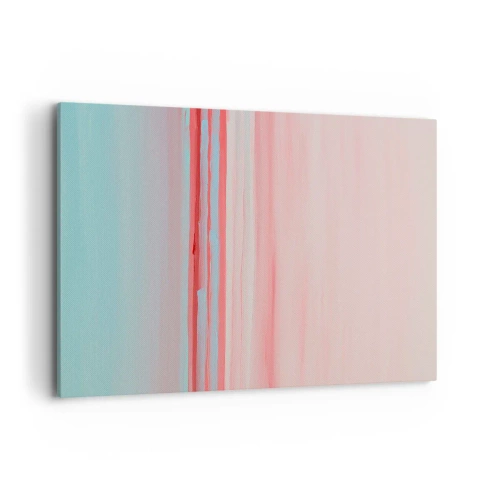 Quadro su tela - Stampe su Tela - Linee pastello nei toni del rosa e del blu in una composizione minimalista - 120x80cm - Astrazione all'alba - Decorazione murale moderna per soggiorno e camera da letto ARTTOR