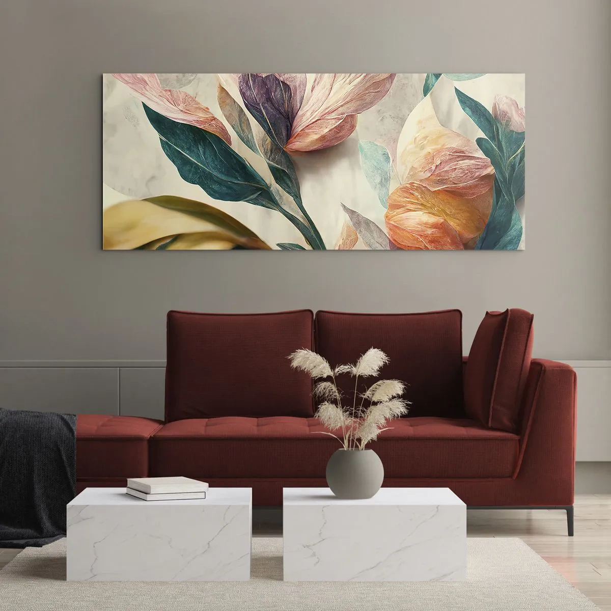 Quadro su vetro - I fiori delle isole del sud - 100x40 cm