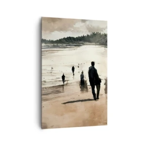 Quadro su tela - Stampe su Tela - Passeggiatori sulla spiaggia in un paesaggio tranquillo - 80x120cm - Convocati - Decorazione murale moderna per soggiorno e camera da letto ARTTOR