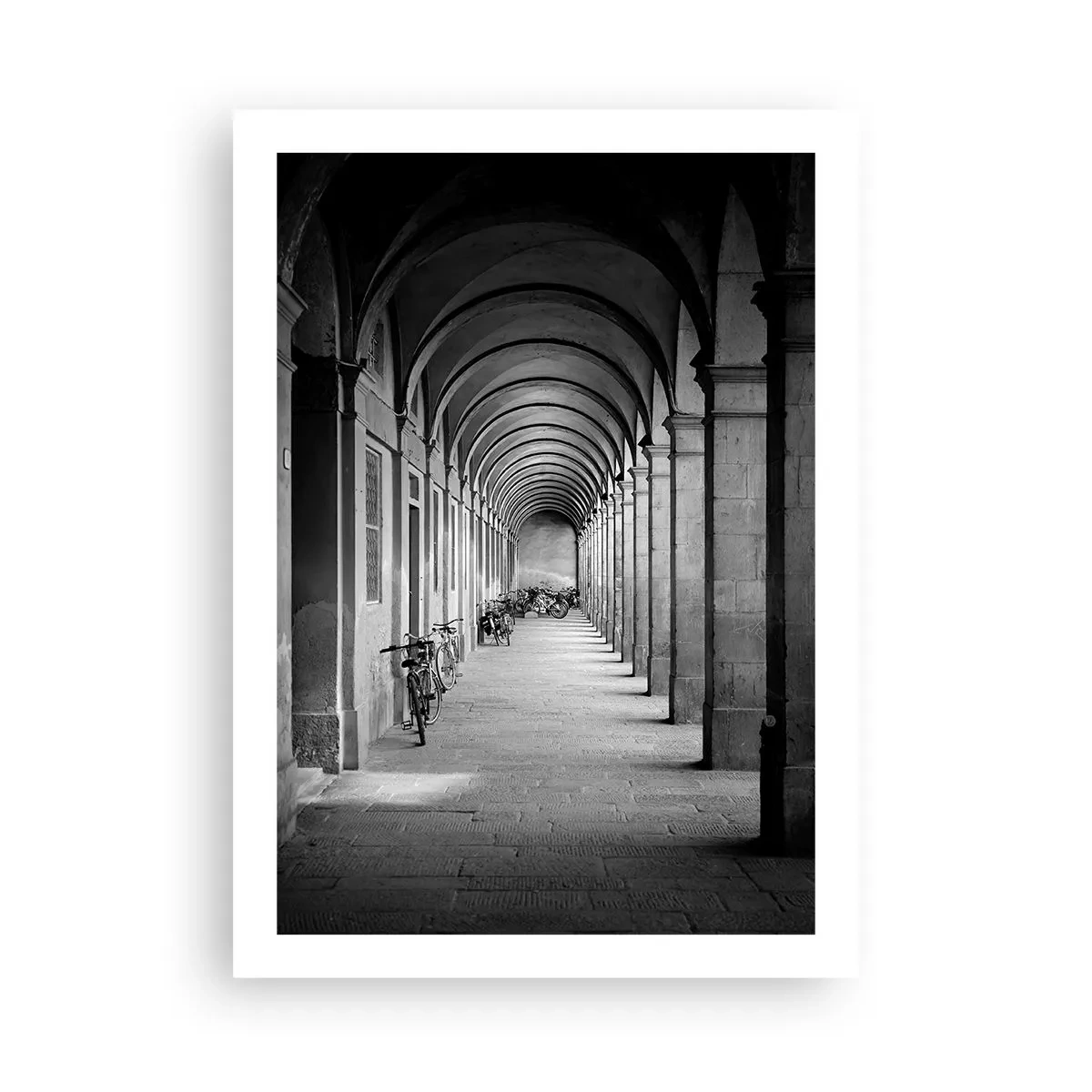 Poster - Architettura in bianco e nero dei portici - 50x70cm - Sotto i portici - Decorazione murale moderna per soggiorno e camera da letto ARTTOR