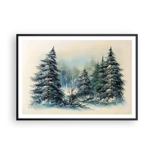 Poster in cornice nera - Paesaggio invernale con alberi innevati - 100x70cm - Pronti al Natale - Decorazione murale moderna per soggiorno e camera da letto ARTTOR