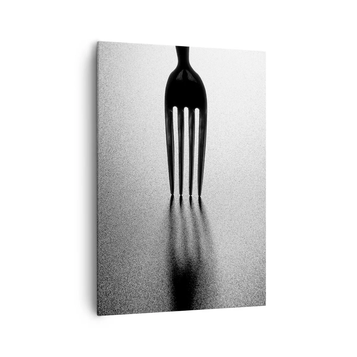 Quadro su tela - Stampe su Tela - Una versione minimalista di una forchetta in bianco e nero con giochi di ombre. - 70x100cm - Luce e ombra - Decorazione murale moderna per soggiorno e camera da letto ARTTOR