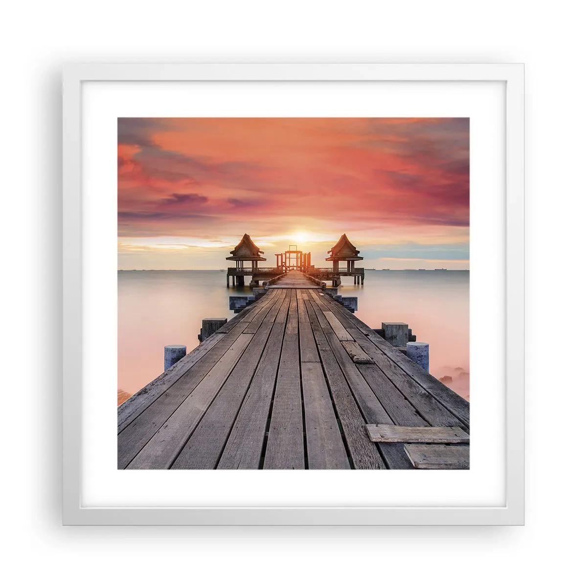 Poster in cornice bianca - Tramonto d'oriente - 40x40 cm