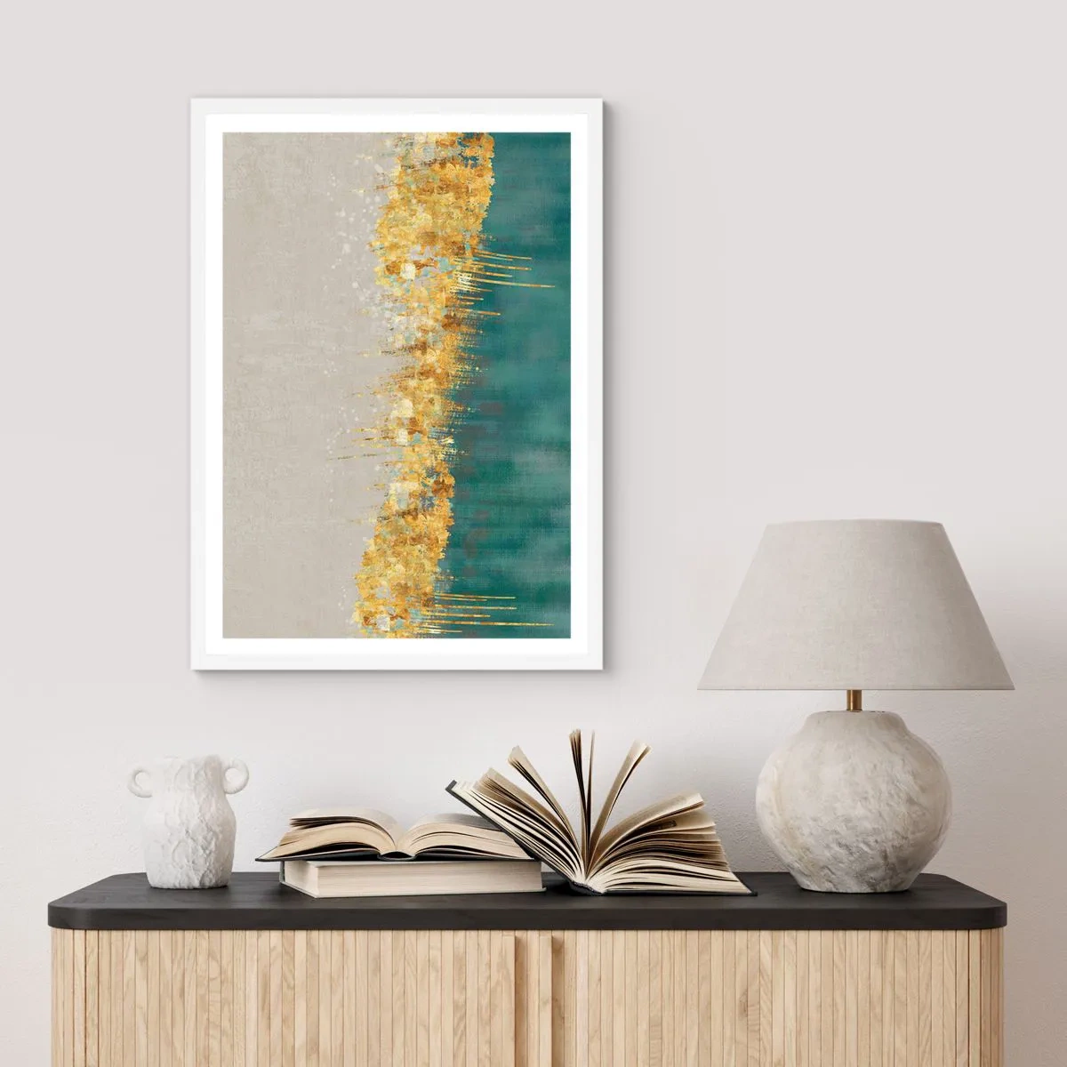 Poster in cornice bianca - Confine dorato - 61x91 cm