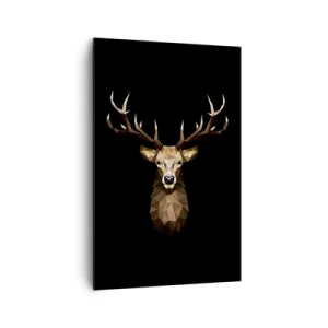 Quadro su tela - Stampe su Tela - Cervo poligonale geometrico su sfondo nero - 80x120cm - Cervo cubista - Decorazione murale moderna per soggiorno e camera da letto ARTTOR