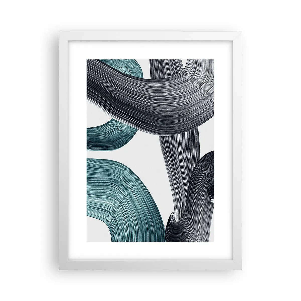 Poster in cornice bianca - Tracce smeraldo e nero - 30x40 cm