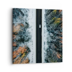 Quadro su tela - Stampe su Tela - Tagliando la foresta invernale - 30x30 cm