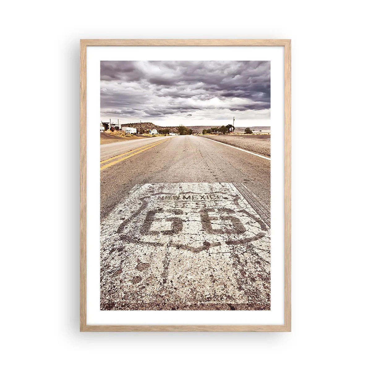 Poster in cornice rovere chiaro - La Route 66: una leggenda americana - 50x70 cm