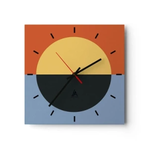 Orologio da parete - Orologio in Vetro - Astrazione geometrica con colori contrastanti - 30x30cm - Composizione di caldo e freddo - Decorazione murale moderna per soggiorno e camera da letto ARTTOR