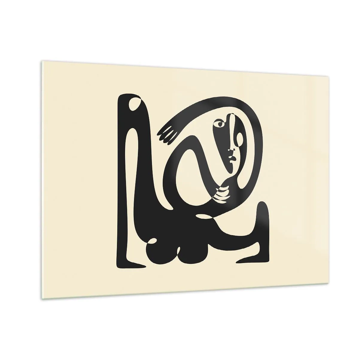 Quadro su vetro - Ritratto astratto in uno stile che ricorda Picasso - 100x70cm - Quasi Picasso - Decorazione murale moderna per soggiorno e camera da letto ARTTOR