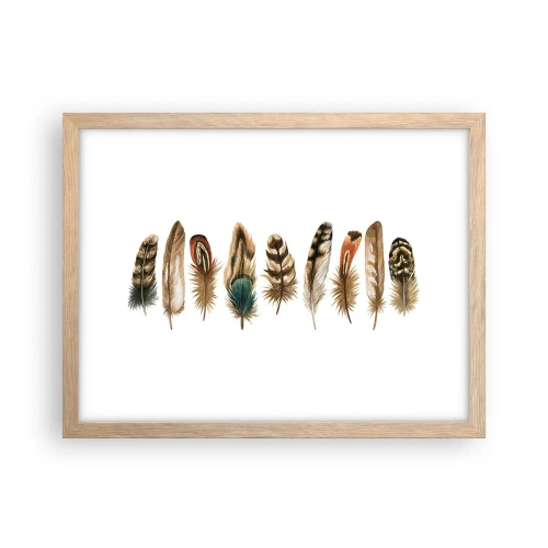 Poster in cornice rovere chiaro - Composizione di piume - 40x30 cm
