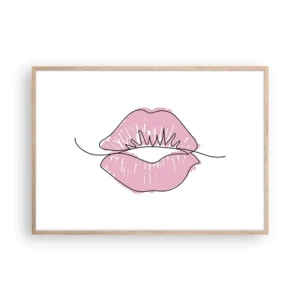 Poster in cornice rovere chiaro - Pronti al bacio? - 100x70 cm