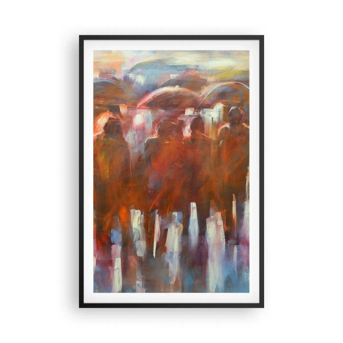 Poster in cornice nera - Uguali nella pioggia e nella nebbia - 61x91 cm