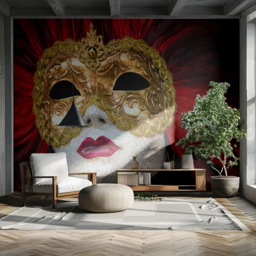 Fotomurali Premium Sand - La promessa di un'avventura di carnevale - Maschera veneziana, Pezzo, Venezia - 500x350 cm